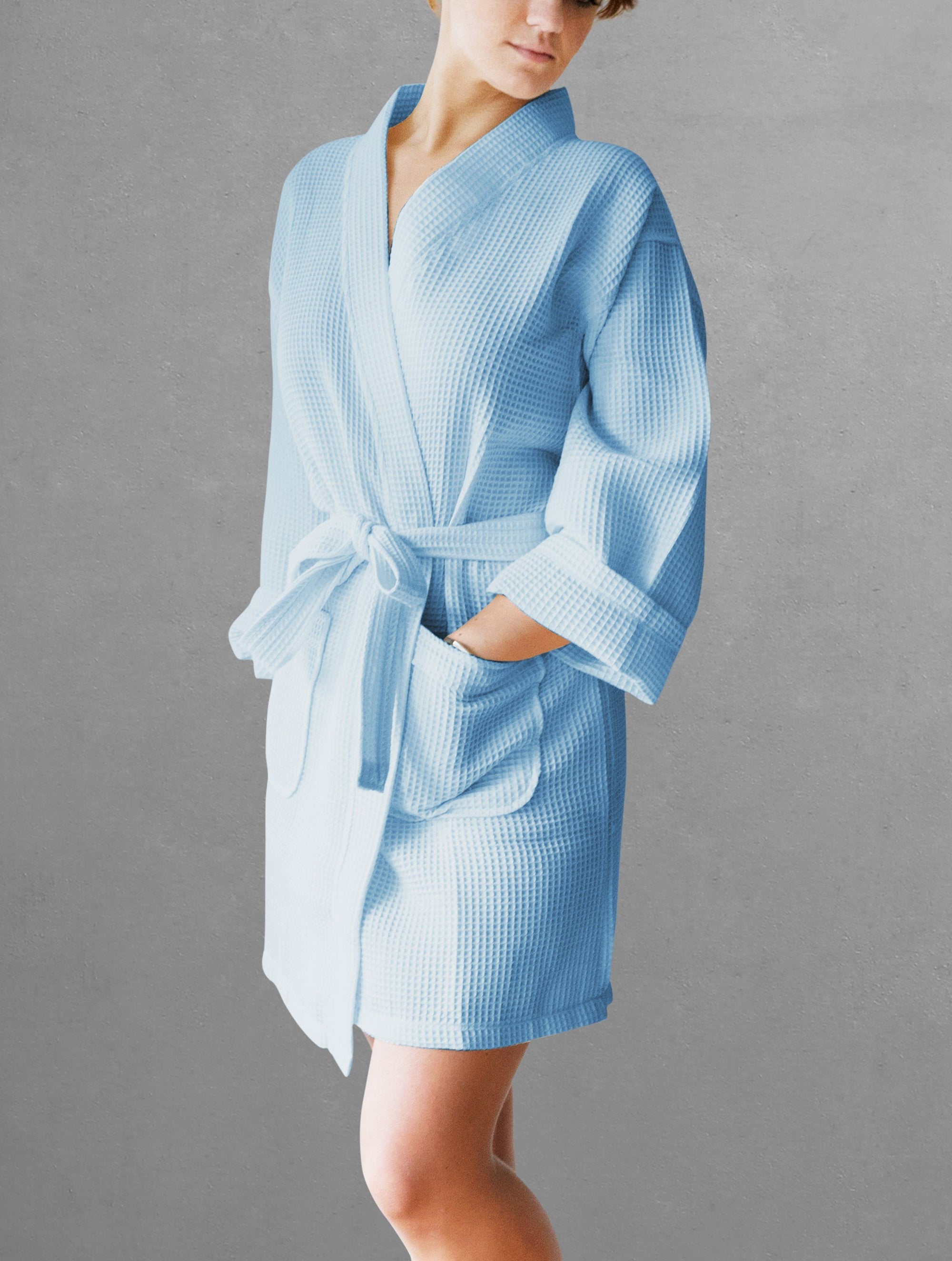 Buy Solid Sky Blue Cotton Bathrobe for Women Online at Secret Wish | 23597